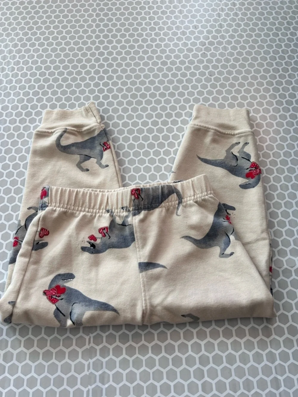 Carter's Cream Sweatshirt with Gray and Red Dinosaur’s Set. Size 3T